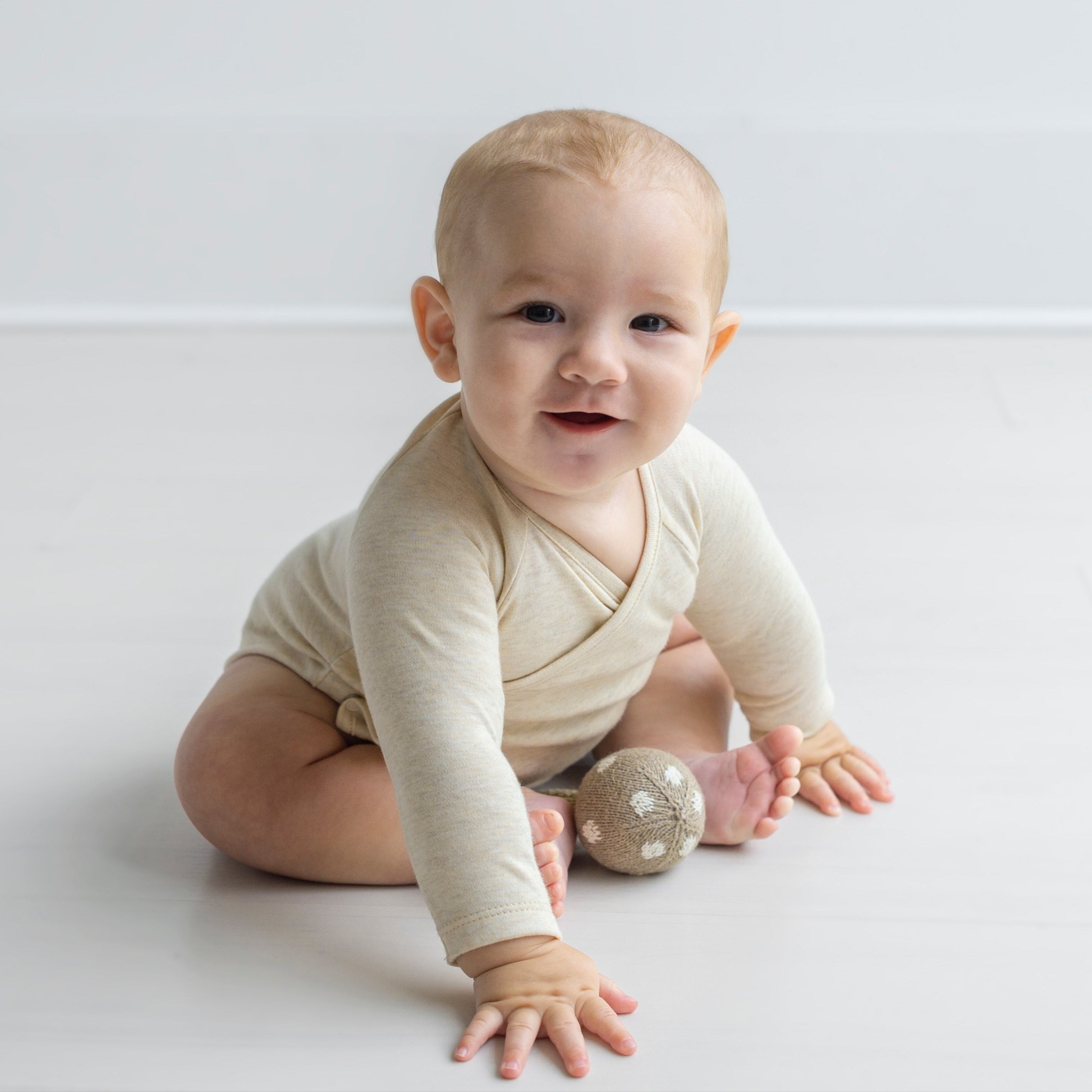 Long Sleeved Kimono Romper in Brushed Heathered Knit